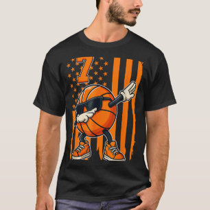 Basketball 7. Geburtstag amerikanisches Flaggenges T-Shirt