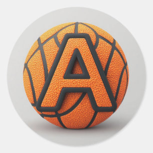 🏀 Basketball A Buchstabe Orange Textur Schule Spo Runder Aufkleber