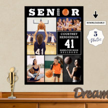 Basketball-Abschluss-Collage mit 5 Fotos