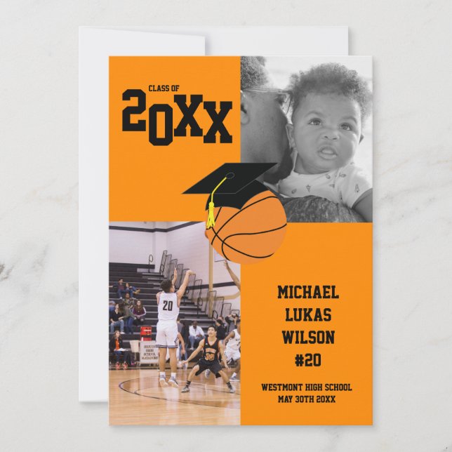Basketball Abschluss Sportankündigung Einladung (Vorderseite)