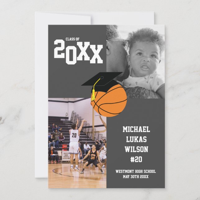 Basketball Abschluss Sportgraue Ankündigung (Vorderseite)