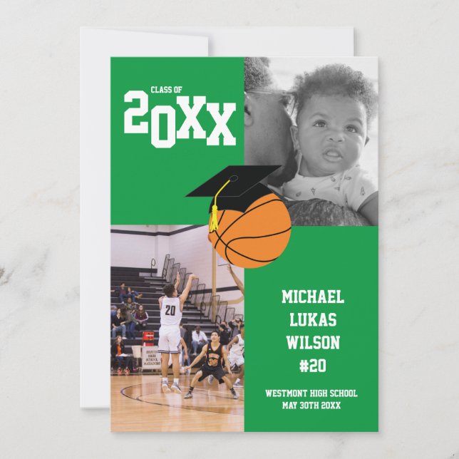 Basketball Abschluss Sportgrün Ankündigung (Vorderseite)