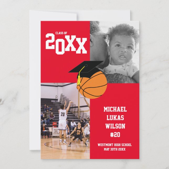 Basketball Abschluss Sportroter Ankündigung (Vorderseite)