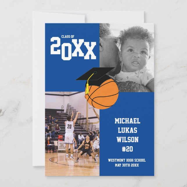 Basketball Abschluss Sports Blue Ankündigung (Vorderseite)