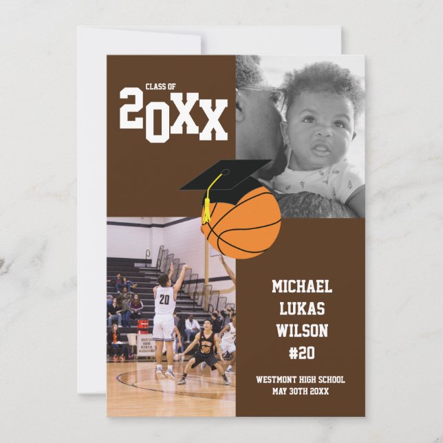 Basketball Abschluss Sports Brown Ankündigung (Vorderseite)