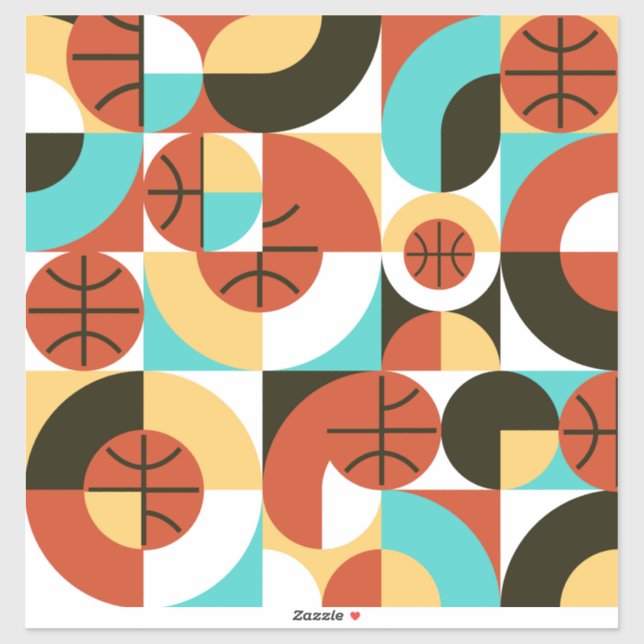 Basketball Abstrakt Geometrie Aufkleber (Blatt)