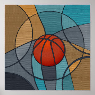 Basketball Abstrakte Kunstkomposition Poster