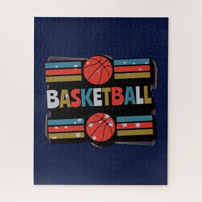 Basketball Abstraktes Word Kunst, Minimalistisch Puzzle (Vertikal)