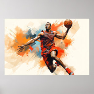 Basketball Action Sport Malerei Abstrakt Art Deco Poster