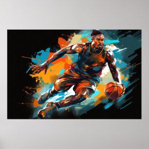 Basketball Action Sport Malerei Abstrakte Kunst Poster