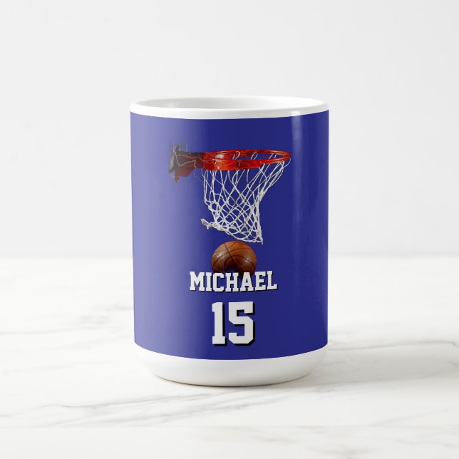 Basketball Add Your Name & Number Pop Art Kaffeetasse (Mittel)
