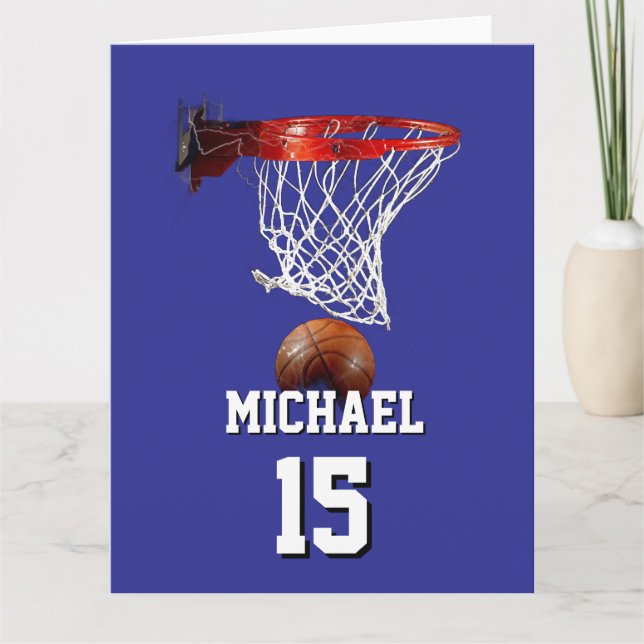 Basketball Add Your Name & Number Pop Art Karte (Vorderseite)