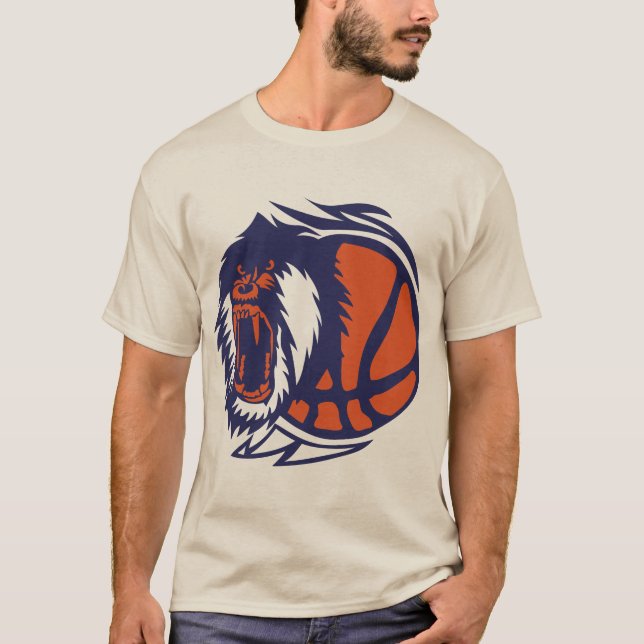 Basketball Affe Logo Offenes Gesicht Monkey Gorill T-Shirt (Vorderseite)