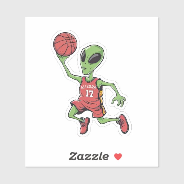Basketball-Alien Aufkleber (Blatt)