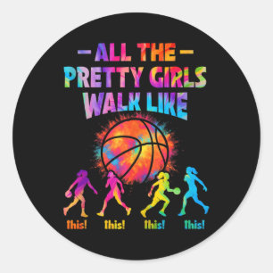 Basketball Alle Hübschen Mädchen laufen so für Wom Runder Aufkleber