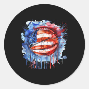 Basketball America Watercolor Basketball Hoop Usa Runder Aufkleber