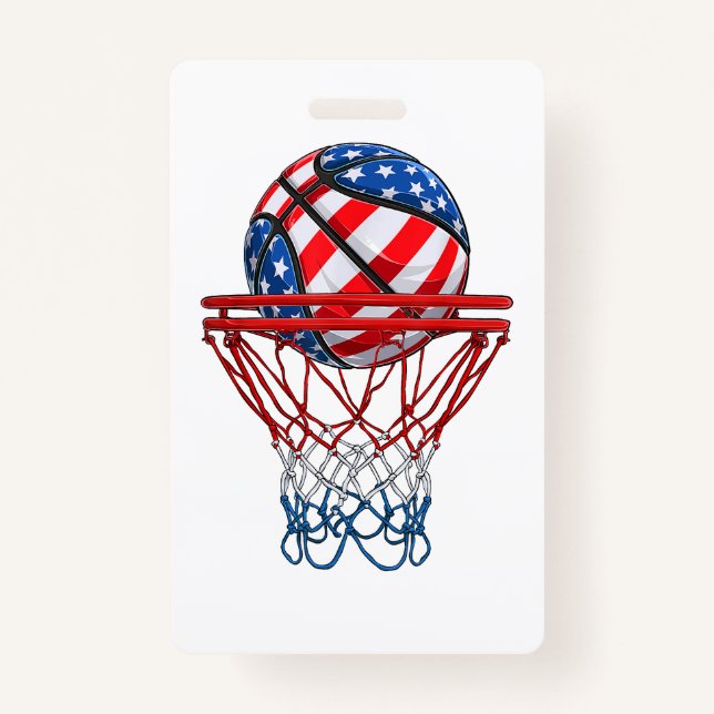 Basketball American Patriotic 4. Juli US-Flagge Ausweis (Vorderseite)
