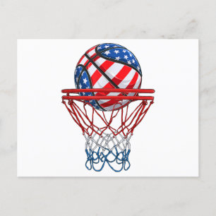 Basketball American Patriotic 4. Juli US-Flagge Feiertagspostkarte