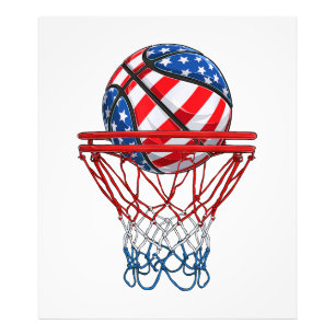 Basketball American Patriotic 4. Juli US-Flagge Fotodruck