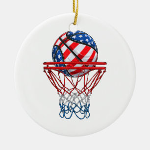 Basketball American Patriotic 4. Juli US-Flagge Keramik Ornament