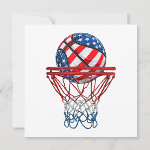 Basketball Amerikanisch Patriotisch 4. Juli US-Fla Einladung
