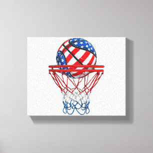 Basketball Amerikanisch Patriotisch 4. Juli US-Fla Leinwanddruck