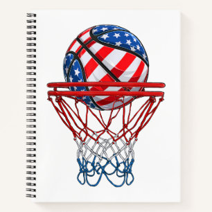 Basketball Amerikanisch Patriotisch 4. Juli US-Fla Notizbuch
