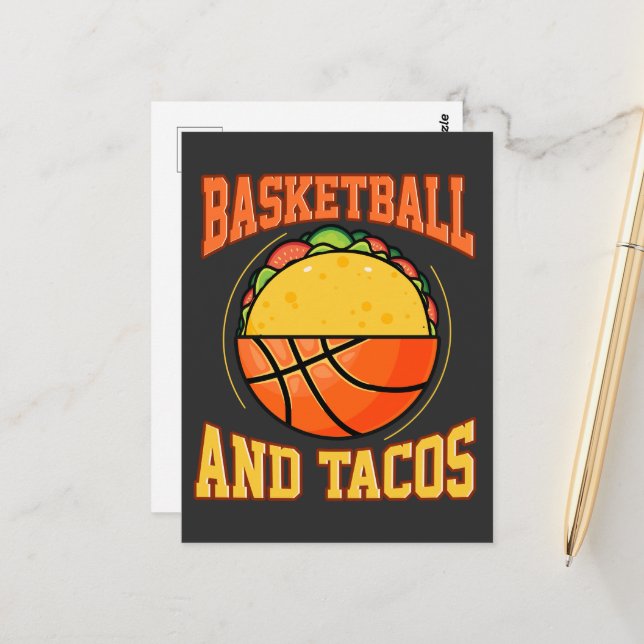 Basketball And Tacos Postkarte (Vorderseite/Rückseite Beispiel)