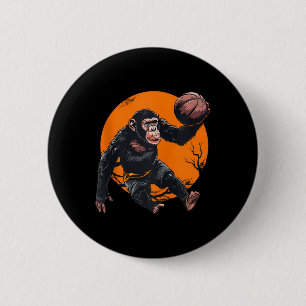 Basketball Animal Art Basketball Lover Monkey Geze Button