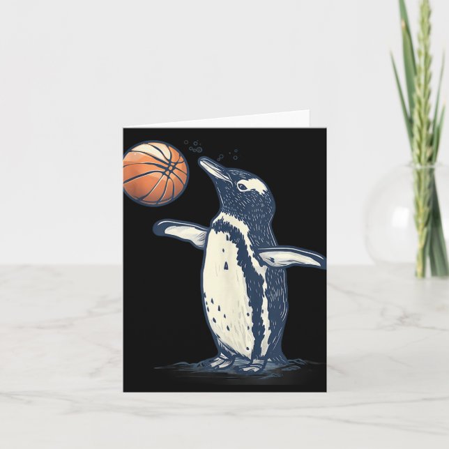 Basketball Animal Art Pinguin Basketball Lover Dra Karte (Vorderseite)