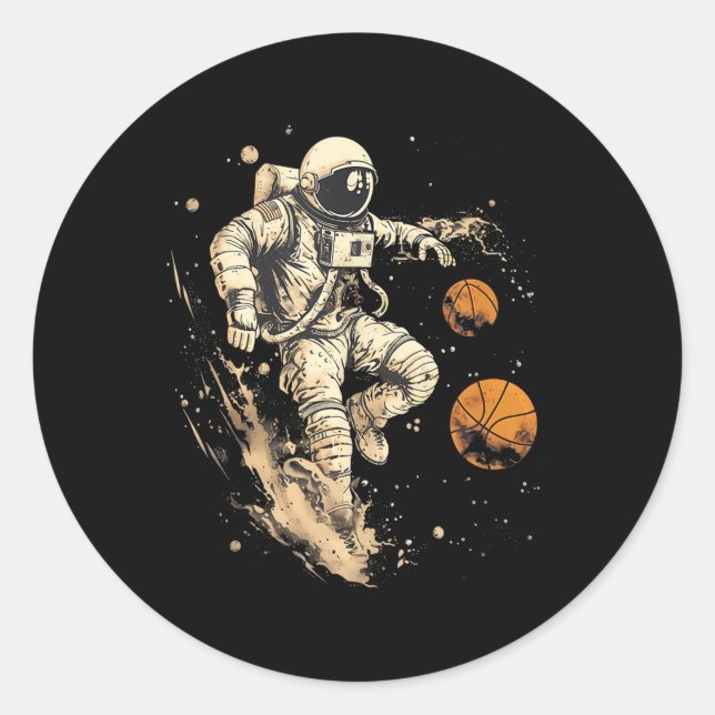 Basketball Artwork Astronaut Ball Player Splash D Runder Aufkleber (Vorderseite)