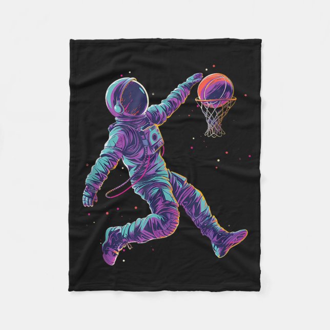 Basketball Artwork Astronaut Slam Dunk Bball Playe Fleecedecke (Vorderseite)