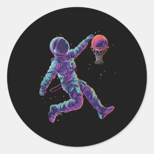 Basketball Artwork Astronaut Slam Dunk Bball Playe Runder Aufkleber
