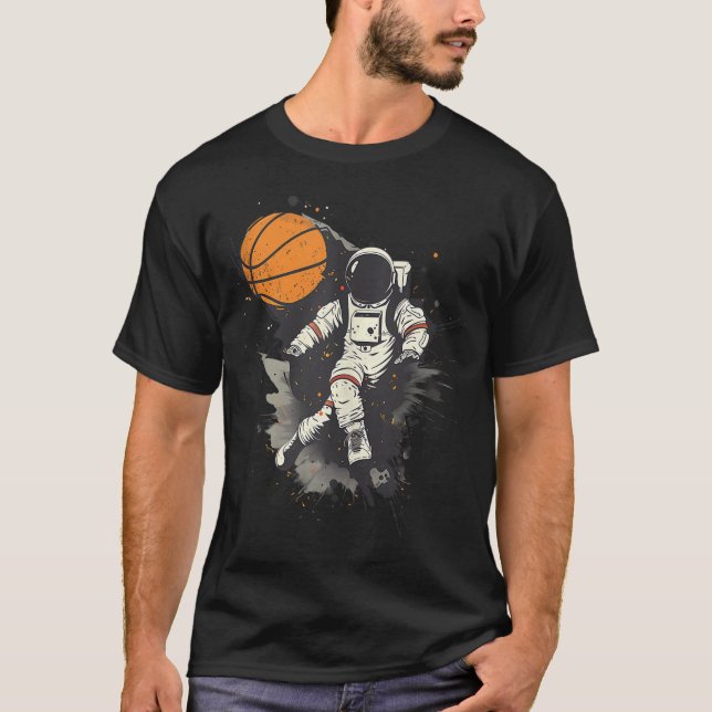 Basketball Artwork Astronaut Zeichne Basketball Pl T-Shirt (Vorderseite)
