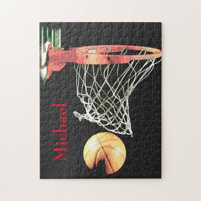 Basketball Artwork Ihr Name Puzzle (Vertikal)
