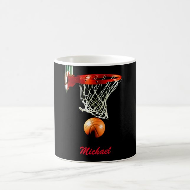 Basketball Artwork Ihr Name Schwarz Rot Kaffeetasse (Mittel)