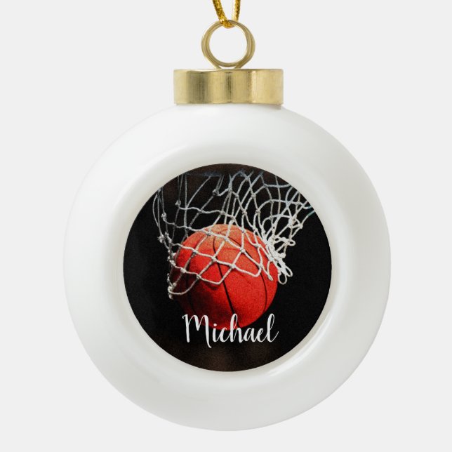 Basketball Artwork Ihren Namen individuell Keramik Kugel-Ornament (Vorderseite)