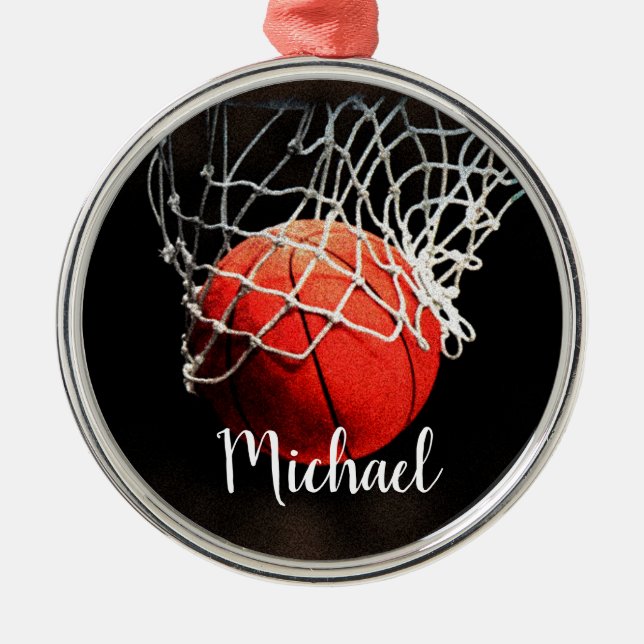 Basketball Artwork Ihren Namen individuell Ornament Aus Metall (Vorne)