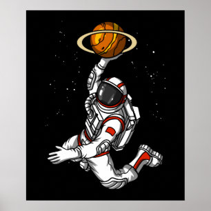Basketball Astronaut Weltraumplanet Kosmic Poster