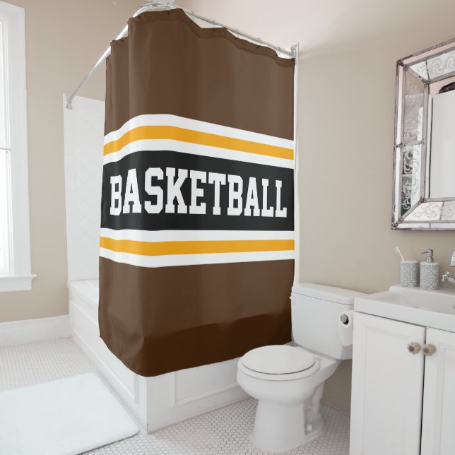 BASKETBALL Athletic Brown Black Yellow Strips Duschvorhang (Beispiel)