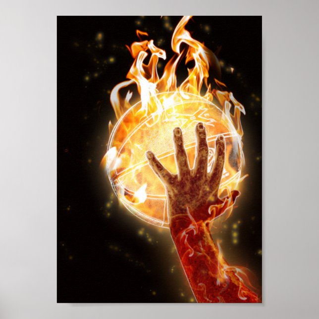 Basketball auf Brandwertpapier (Matte) Poster (Vorne)
