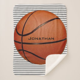Basketball auf Streifen Design Sherpa Blankon Sherpadecke