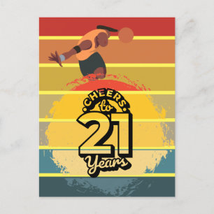 Basketball auf Sun Set Car zum 21. Geburtstag Postkarte