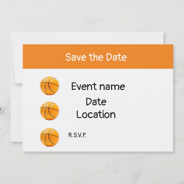 Basketball auf weißem Untergrund Einladung (Vorderseite)