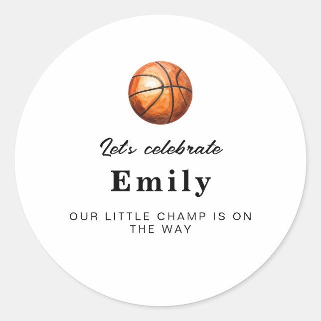 Basketball-Baby-Shower-Aufkleber Runder Aufkleber (Vorderseite)