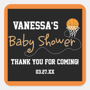 BASKETBALL BABY SHOWER TYPOGRAPHIE Aufkleber Label