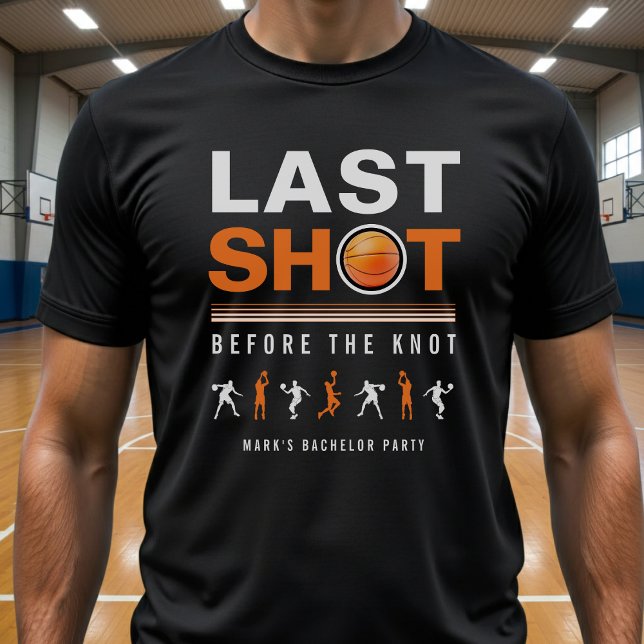 Basketball Bachelor Party Last Shot Orange & Black T-Shirt (Von Creator hochgeladen)