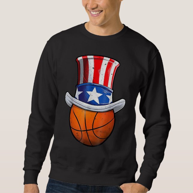 Basketball Ball 4th Of July Uncle Sam American Fla Sweatshirt (Vorderseite)