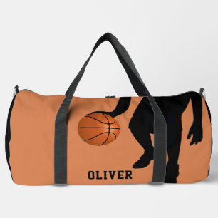 Basketball Ball Black Player Silhouette Name Kinde Duffle Bag