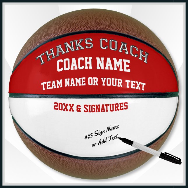 Basketball-Ball Blankbereich für die Signaturen de Basketball (Personalized basketball for coach. Good basketball gifts for coaches. Personalized basketball gifts.)